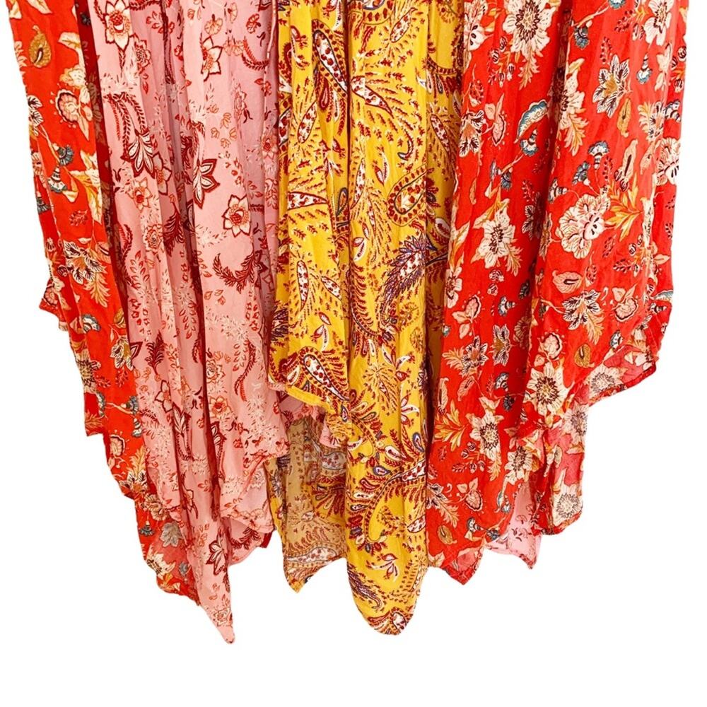 Zara Red Pink Paisley Patchwork Hankerchief Midi Dress Bloggers Fave Small - Picture 5 of 10